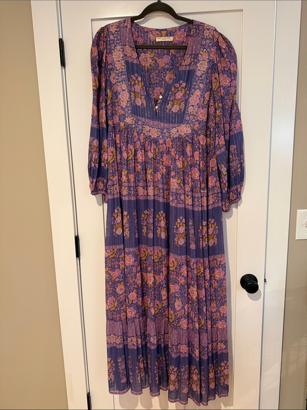 Spell Lavender Floral Maxi Dress with Pink & Yellow Blooms